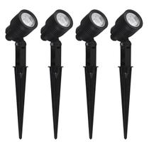 Kit 4 Espeto De Jardim Led Integrado 6W Clear Preto IP65 Bivolt Germany