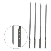 Kit 4 Espetos De Churrasco 60cm Espeto Espada Cabo Madeira FRG0418 Frigopro