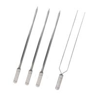 Kit 4 Espetos Para Churrasco Inox Duplo e Espada Lâmina 50c
