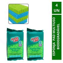 Kit 4 Esponja Pad Multiuso Limpeza Biodegradável Flash Limp Kit 4 Esponja Pad Multiuso Limpeza Biodegradável Flash Limp