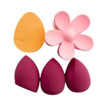Kit 4 Esponjas Make + Piranha de Cabelo Flor Mandala - Cores