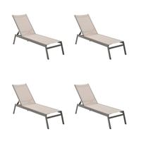 Kit 4 Espreguiçadeiras Itaguá Amêndoa Tela Bege