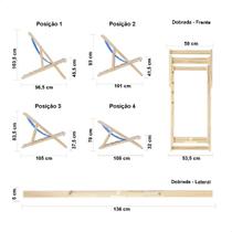 Kit 4 Espreguiçadeiras Preguiçosa Dobrável sem Braço Mel em Madeira Maciça