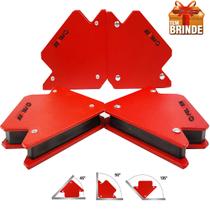 Kit 4 Esquadro Magnético Angular Solda/Marcação 12Kg+ Brinde