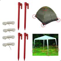Kit 4 Estaca + Corda p/ Gazebo Barracas Gancho Praia Camping Kit 4 Estaca + Corda p/ Gazebo Barracas Gancho Praia Camping