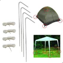 Kit 4 Estacas + 4 Cordas para Fixar Amarrar Gazebo Barracas Gancho Praia Camping Kit 4 Estacas + 4 Cordas para Fixar Amarrar Gazebo Barracas Gancho Praia Camping