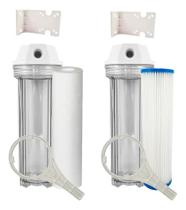 Kit 4 Estágio Filtro Agua Pp Plissado Carvão Caixa D'água Transparente Kit 4 Estágio Filtro Agua Pp Plissado Carvão Caixa D'água Transparente