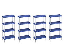 Kit 4 Estante Plástica Azul Com 4 Prateleiras Agraplast Kit 4 Estante Plástica Azul Com 4 Prateleiras Agraplast