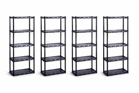 kit 4 Estante Plástica Modular Com 5 Prateleiras preta kit 4 Estante Plástica Modular Com 5 Prateleiras preta