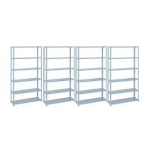 Kit - 4 Estantes Leve De Metal Reforçada 30 Cm 6 Níveis 25kg Por Bandeja - Sa Gôndolas