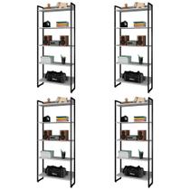 Kit 4 Estantes Livreiro Studio Industrial Branco Mpozenato