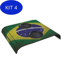 Kit 4 Esteira Bandeja Flexível Com Porta Copos 4Mm - Brasil