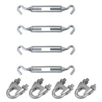 Kit 4 Esticador Cabo Aço 3/16 + 4 Clip 3/16 Total -8pçs