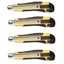 Kit 4 Estilete Profissional Emborrachado C/ 2 Lâminas 18mm