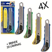 Kit 4 Estiletes Profissional com 20 Lâminas de Brinde 18mm