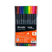 Kit 4 Estojos Marcador Fine Plus com 10 Cores Jocar Office