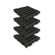 Kit 4 Estrado Palete Plástico Piso 40x40x4,5cm Reforçado Modular Preto