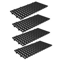 Kit 4 Estrados Piso Plastico Encaixe Preto Leve 25x50x2,5cm
