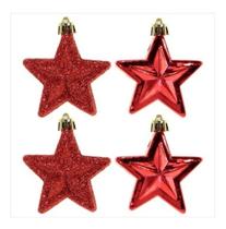 Kit 4 Estrela Vermelha 7 Cm Pendurar Enfeite Árvore Natal - art Christimas