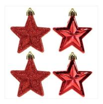 Kit 4 Estrela Vermelha 7 Cm Pendurar Enfeite Árvore Natal Kit 4 Estrela Vermelha 7 Cm Pendurar Enfeite Árvore Natal