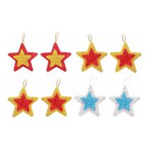 Kit 4 Estrelas Brilhante Pendente Colorida Para Árvore Natal Kit 4 Estrelas Brilhante Pendente Colorida Para Árvore Natal