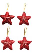 Kit 4 Estrelas Pendente Vermelha Palavra Amor Fé Paz Natal Kit 4 Estrelas Pendente Vermelha Palavra Amor Fé Paz Natal
