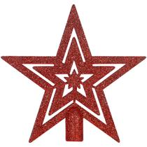kit 4 estrelas Ponteira Árvore Natal Enfeite Natalino Decoração vermelho - Kaeka
