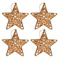 Kit 4 Estrelas Tridimensional Arabesco Bronze Metalizado 10cm - Magizi Kit 4 Estrelas Tridimensional Arabesco Bronze Metalizado 10cm - Magizi