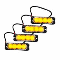 Kit 4 Estrobos Led Âmbar 12v Polícia Som Carro Moto Van