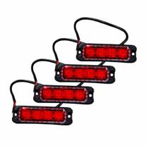 Kit 4 Estrobos Led Vermelho 12v Polícia Som Carro Moto Van Kit 4 Estrobos Led Vermelho 12v Polícia Som Carro Moto Van