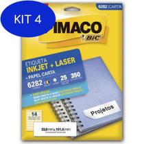 Kit 4 Etiqueta Inkjet/Laser Carta 6282 - Com 25 Folhas -