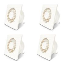 Kit 4 Exaustor Doméstico Banheiro Apartamento Bivolt 150mm Silencioso 18W De Potência Com Tela E Grade Anti Inseto