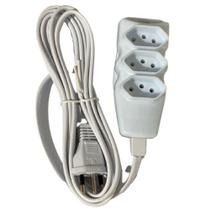 Kit 4 Extensão Elétrica 3m 3p 10a 3 Tomadas Branco Megatron Kit 4 Extensão Elétrica 3m 3p 10a 3 Tomadas Branco Megatron