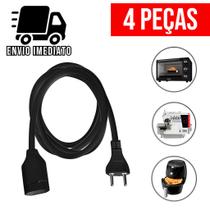 Kit 4 Extensão Elétrica Prolongador Extensor de Cabo 2 Metros Bivolt 110v e 220v