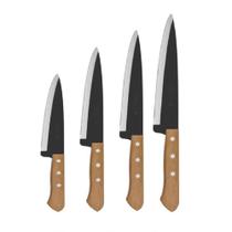 Kit 4 Faca Carbono Tramontina Madeira Peixeira 5" 6" 7" 8" Kit 4 Faca Carbono Tramontina Madeira Peixeira 5" 6" 7" 8"