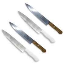 Kit 4 Faca De Cozinha Carne Aço Inox 8 Polegada Profissional