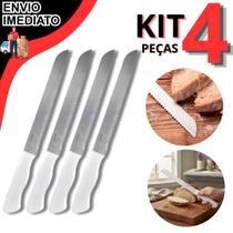 Kit 4 Faca De Pão Grande Em Inox N8 Profissional Cabo Branco Serrilhada Pães Bolo Para Padaria Cozinha Restaurante Kit 4 Faca De Pão Grande Em Inox N8 Profissional Cabo Branco Serrilhada Pães Bolo Para Padaria Cozinha Restaurante