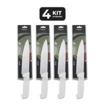 Kit 4 faca para chef 8" cabo de polipropileno branco