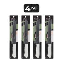 Kit 4 faca para pao 8" cabo de polipropileno branco