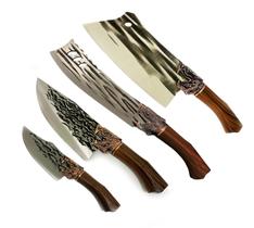 Kit 4 Facas Cutelo Rustico Churrasco Luxo Dragão Amigo Presente Pai Amigo Churras King Artesanal Bainha