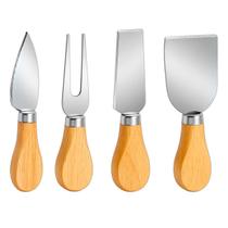 Kit 4 Facas de Queijo e Petiscos Em Inox e MDF Mini Faca Espátula Garfo Utensílios Cozinha Uny Home Kit 4 Facas de Queijo e Petiscos Em Inox e MDF Mini Faca Espátula Garfo Utensílios Cozinha Uny Home