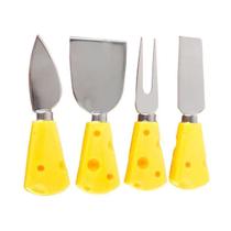 Kit 4 Facas Espátulas de Queijo Cabo Formato Queijo Aço Inox