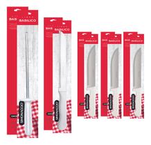Kit 4 Facas Inox Cozinha Carne Churrasco + Amolador Afiador Kit 4 Facas Inox Cozinha Carne Churrasco + Amolador Afiador