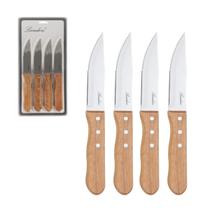 Kit 4 Facas Jumbo de Churrasco Laradore Inox e Cabo Madeira