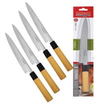 Kit 4 Facas Para Sushi Sashimi Peixe Legumes Verduras Yanagui 8 Pol Aço Inox Kit 4 Facas Para Sushi Sashimi Peixe Legumes Verduras Yanagui 8 Pol Aço Inox