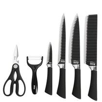 Kit 4 Facas + Tesoura + Descascador Preto