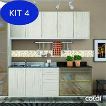 Kit 4 Faixa Adesiva Cozinha Banheiro Pastilhas Vermelho 3M
