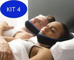 Kit 4 Faixa Cabeça E Queixo Anti Ronco Ajustável Para Dormir