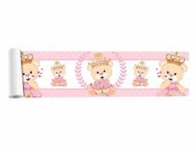 Kit 4 Faixas Adesivas Border Urso Coroa Rosa Kit 4 Faixas Adesivas Border Urso Coroa Rosa