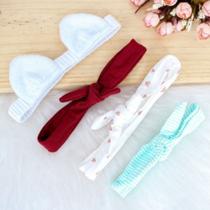 Kit 4 faixas de cabelo infantil estampas cores variadas